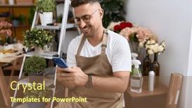  Presentation with hispanic - Slides having young-hispanic-man-florist-smiling and a tawny brown colored foreground