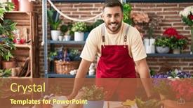  Presentation with confident - Presentation theme enhanced with young-hispanic-man-florist-smiling and a red colored foreground