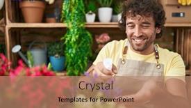  Presentation with diffuser - Presentation theme consisting of young-hispanic-man-florist-using background and a coral colored foreground