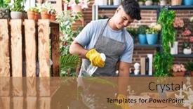  Presentation with hispanic - Slide deck consisting of young-hispanic-man-florist-using background and a coral colored foreground