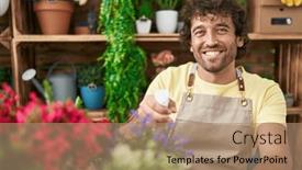  Presentation with diffuser - Theme having young-hispanic-man-florist-using background and a coral colored foreground