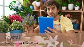  Presentation with lavender - PPT theme enhanced with young-hispanic-man-florist-using background and a coral colored foreground