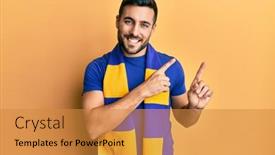  Presentation with hooligan - Slide set having young-hispanic-man-football-hooligan background and a gold colored foreground