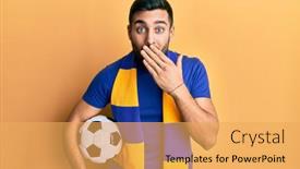  Presentation with hooligan - Colorful presentation design enhanced with young-hispanic-man-football-hooligan backdrop and a yellow colored foreground
