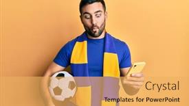  Presentation with fish ball - Cool new PPT theme with young-hispanic-man-football-hooligan backdrop and a yellow colored foreground