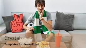  Presentation with hooligan - PPT layouts featuring young-hispanic-man-football-hooligan background and a coral colored foreground