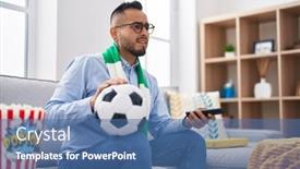  Presentation with hooligan - PPT theme consisting of young-hispanic-man-football-hooligan background and a ocean colored foreground