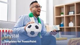  Presentation with hooligan - PPT theme consisting of young-hispanic-man-football-hooligan background and a ocean colored foreground