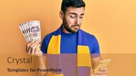  Presentation with mexican - Colorful presentation theme enhanced with young-hispanic-man-football-supporter backdrop and a gold colored foreground