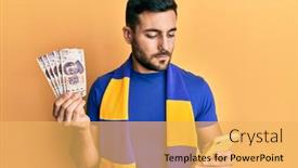  Presentation with football - Slides featuring young-hispanic-man-football-supporter background and a yellow colored foreground