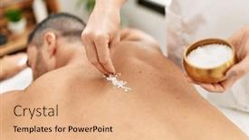  Presentation with welcome back handwriting - Presentation theme having young-hispanic-man-having-back background and a coral colored foreground