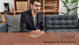  Presentation with psychology - Slides featuring young-hispanic-man-having-psychology background and a coral colored foreground