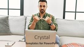  Presentation with language - Slides with young-hispanic-man-having-video background and a coral colored foreground