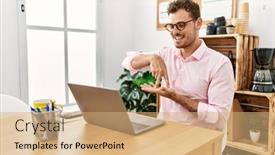  Presentation with sign language - Slides featuring young-hispanic-man-having-video background and a coral colored foreground