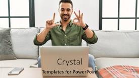  Presentation with language - Slide deck having young-hispanic-man-having-video background and a coral colored foreground