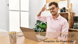  Presentation with sign language - Presentation design with young-hispanic-man-having-video background and a coral colored foreground