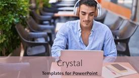  Presentation with coffee shop - PPT theme having young-hispanic-man-having-video background and a coral colored foreground