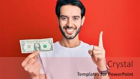  Presentation with idea - Presentation design featuring young-hispanic-man-holding-1 background and a coral colored foreground