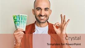  Presentation with hispanic - Colorful slide set enhanced with young-hispanic-man-holding-50 backdrop and a red colored foreground