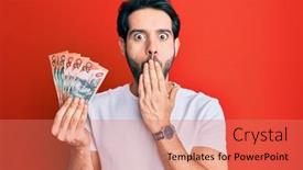  Presentation with australian - PPT theme with young-hispanic-man-holding-australian background and a coral colored foreground