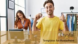  Presentation with money bitcoin - PPT theme with young-hispanic-man-holding-bitcoin background and a  colored foreground