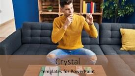  Presentation with money bitcoin - PPT theme consisting of young-hispanic-man-holding-bitcoin background and a coral colored foreground