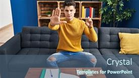  Presentation with money bitcoin - Presentation with young-hispanic-man-holding-bitcoin background and a  colored foreground