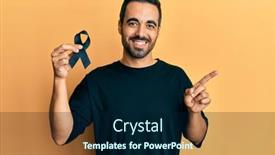  Presentation with black man - Beautiful PPT layouts featuring young-hispanic-man-holding-black backdrop and a navy blue colored foreground