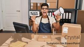  Presentation with friday - PPT layouts consisting of young-hispanic-man-holding-black background and a  colored foreground