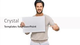  Presentation with blank - Slide deck featuring young-hispanic-man-holding-blank background and a white colored foreground