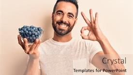  Presentation with blueberries - Presentation having young-hispanic-man-holding-blueberries background and a lemonade colored foreground