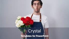  Presentation with lips - PPT theme consisting of young-hispanic-man-holding-bouquet background and a ocean colored foreground