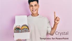  Presentation with box - Slides enhanced with young-hispanic-man-holding-box background and a  colored foreground