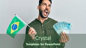  Presentation with brazil - Beautiful PPT layouts featuring young-hispanic-man-holding-brazil backdrop and a tawny brown colored foreground