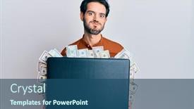  Presentation with puffing - Colorful PPT theme enhanced with young-hispanic-man-holding-briefcase backdrop and a ocean colored foreground