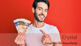  Presentation with canadian - Slide set enhanced with young-hispanic-man-holding-canadian background and a coral colored foreground