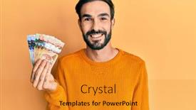  Presentation with canadian - Amazing PPT theme having young-hispanic-man-holding-canadian backdrop and a gold colored foreground