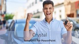  Presentation with car key - Presentation theme consisting of young-hispanic-man-holding-car background and a  colored foreground