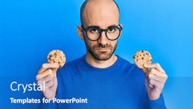  Presentation with chocolate - Presentation design with young-hispanic-man-holding-chocolate background and a teal colored foreground