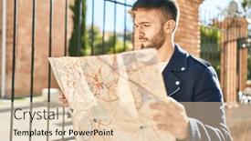  Presentation with city map - PPT theme featuring young-hispanic-man-holding-city background and a lemonade colored foreground