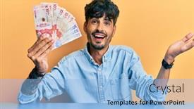  Presentation with colombian exchange - Colorful presentation design enhanced with young-hispanic-man-holding-colombian backdrop and a light blue colored foreground