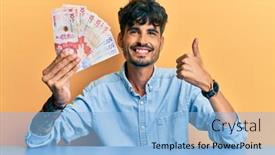  Presentation with colombian exchange - PPT theme enhanced with young-hispanic-man-holding-colombian background and a light blue colored foreground