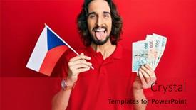  Presentation with czech republic - Amazing presentation having young-hispanic-man-holding-czech backdrop and a crimson colored foreground