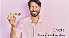  Presentation with pastries - Cool new theme with young-hispanic-man-holding-delicious backdrop and a lemonade colored foreground