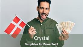  Presentation with denmark - Slide set enhanced with young-hispanic-man-holding-denmark background and a tawny brown colored foreground