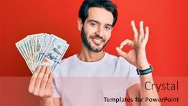  Presentation with friendly - Amazing presentation design having young-hispanic-man-holding-dollars backdrop and a coral colored foreground
