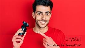  Presentation with electric - Presentation with young-hispanic-man-holding-electric background and a red colored foreground