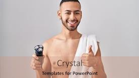  Presentation with razor - Presentation theme consisting of young-hispanic-man-holding-electric background and a coral colored foreground