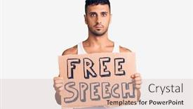  Presentation with free speech - Audience pleasing presentation theme consisting of young-hispanic-man-holding-free backdrop and a lemonade colored foreground