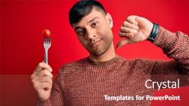  Presentation with tomato - Presentation design enhanced with young-hispanic-man-holding-fresh background and a tawny brown colored foreground